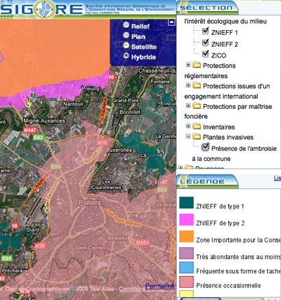 Le SIG de l'Observatoire régional de l'environnement Poitou-Charentes